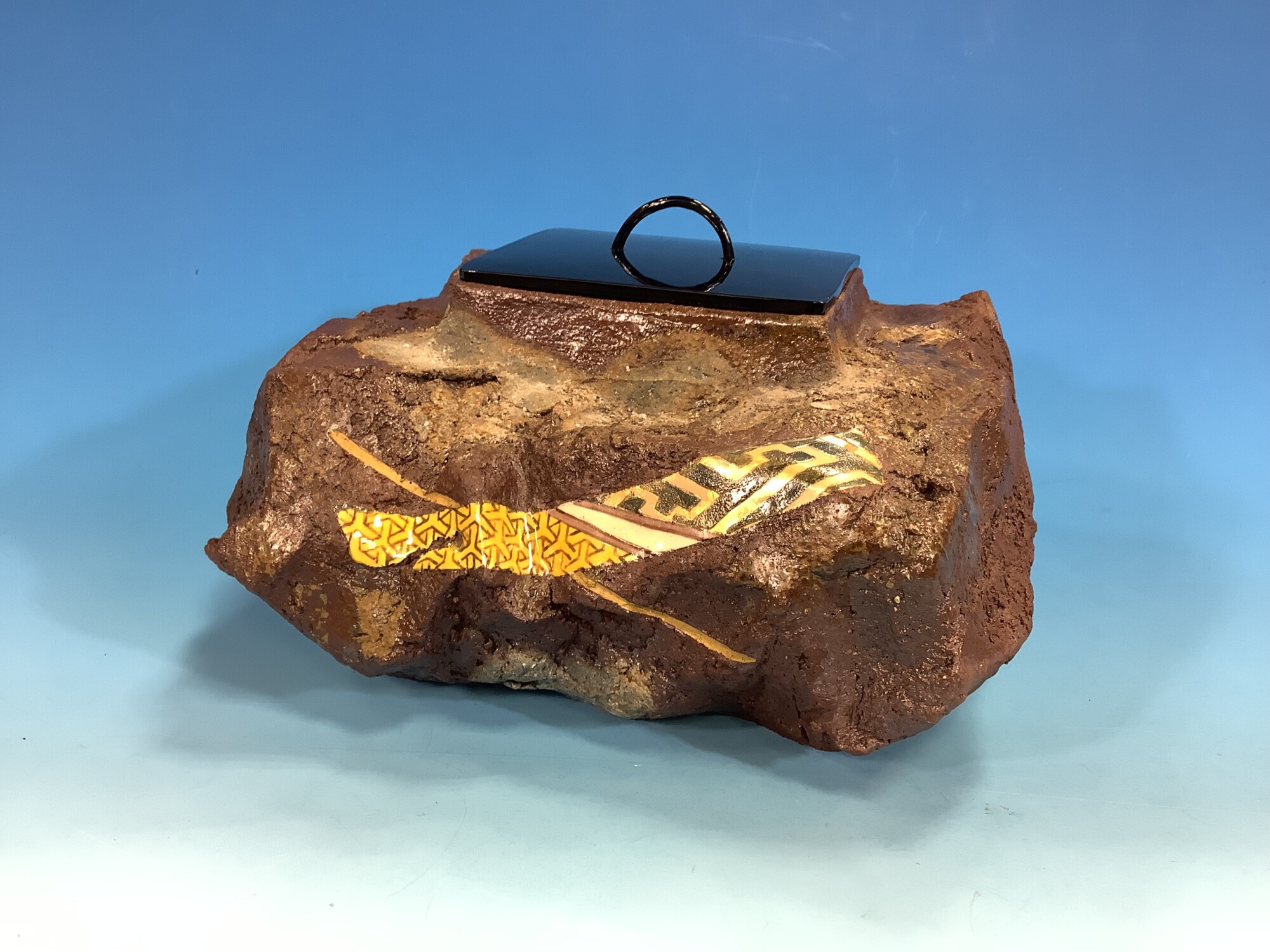 中村梅山作 馬上盃 唐草模様 金彩銀彩象嵌 中村梅山作 馬上盃