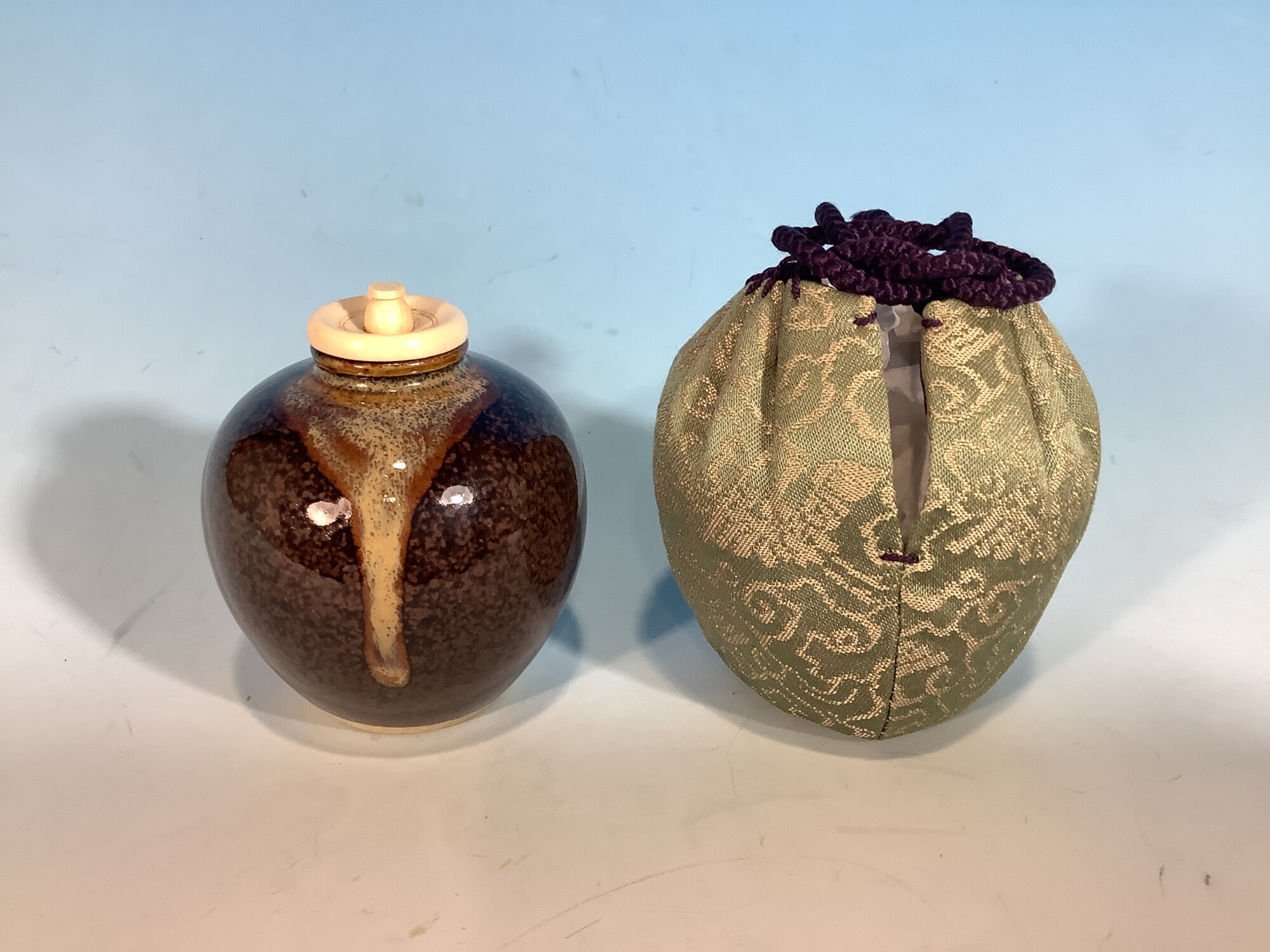利陶 志戸呂焼文琳茶入 茶道具